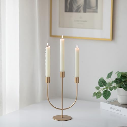 Sziqiqi Gold Candelabra Candle Holders Set of 2, 3 Arm Candelabras - Image 3
