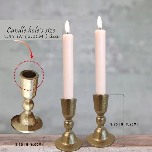 Antique Brass Iron Taper Candle Holders - Candlestick Holder for Weddings, Dining, and Parties, Candle Stand Set of 2 - Image 7