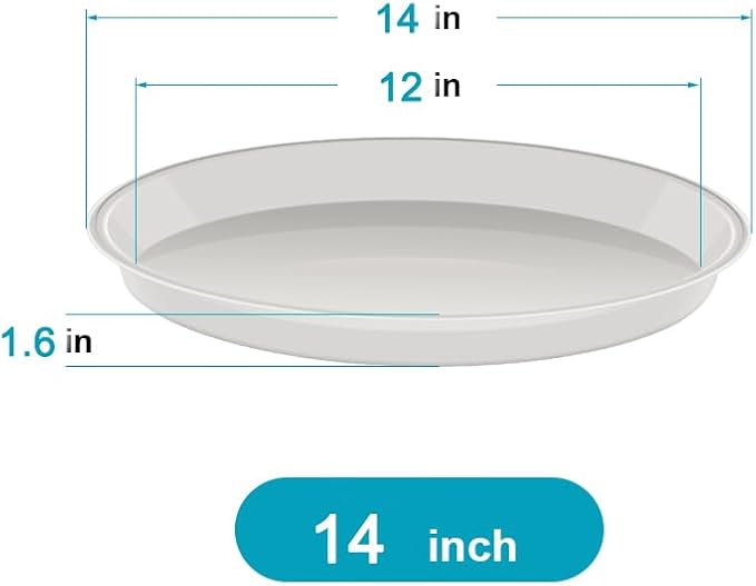 VUWEZ 6 Pack of Plant Saucer 14 Inch (12 Inch Base), 14 Inch Plant Saucer, Plastic Plant Trays for Pots, Plant Saucers for Indoors Round, Planter Tray for Planter 11"/12"/13" (14", Black)