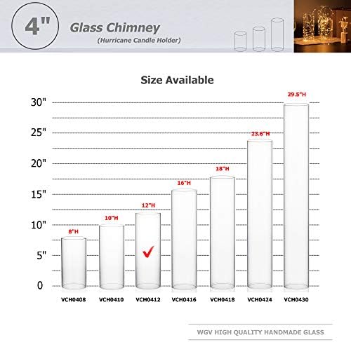 WGVI Hurricane Candle Holder Sleeve, Wide 4", Height 12", 2 Pieces, Clear Glass Cylinder Open Both Ends, Chimney Shade Tube (HST0412_2pc) - Image 3
