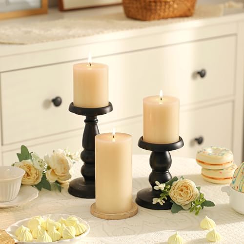 3x4 Inch Ivory Pillar Candles Set of 3 Hand-Poured Unscented Pillar Candles - Image 4