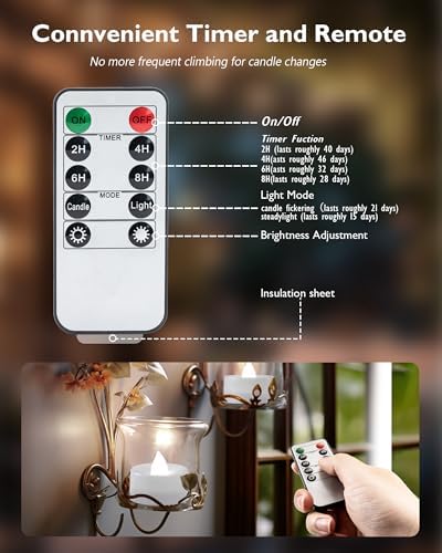 Homemory 12-Pack Remote Flameless LED Battery Tea Light Candles, 400+Hrs - Image 3