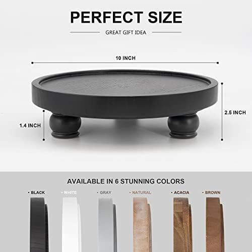 EOSAHR Round Wood Display Riser, Pedestal Stand for Home Decor, Black - Image 6