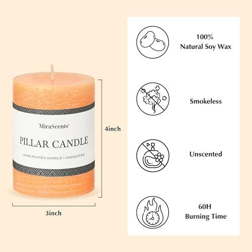 3x4 Inch Fall Yellow Pillar Candles Set of 3 - Unscented Fall Candles, Large Big Candles, Smokeless Dripless Candles for Dinner Fall Table Decor, Home Rustic Decor, Fall Centerpieces for Table - Image 4