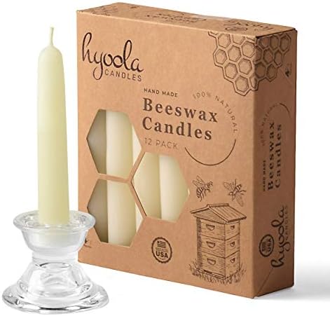 Hyoola 4" Beeswax Taper Candles 12 Pack - Handmade, All Natural, 100% Pure Unscented Bee Wax Candle - Tall, Decorative, White 4 Hour Burn Time - Image 3