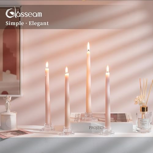 Glasseam Glass Tapered Candlestick Holders: Small Taper Candle Holders Set of 4 Clear Candle Sticks Holder for Table Centerpiece Short Modern Candle Holder for Wedding Christmas Home Decoration - Image 4