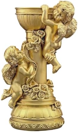 Gloss Gold Double Cherub Candle Holder Resin Angel Figurine Decor Gift by BigStoneArt