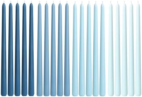 Viyffo Taper Candles 12 Inch 20 Pack Blue, Unscented, Dripless Design, Smokeless– Candlesticks for Wedding, Dinner, Holiday Gift & Home Decor by Viyffo