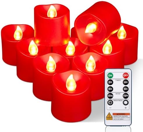Homemory Red Flameless LED Votive Tealight Candles & Timer Remote, 12Pack by Homemory