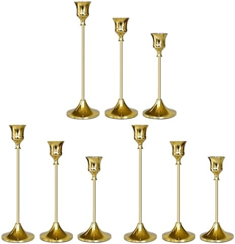 Candlestick Holders Gold, 9 Packs Taper Candle Holder for Candlesticks, Candle Sticks Holder Decor for Home Decor by Showin