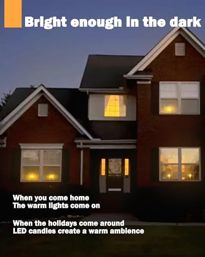 FPOO 7.9'' Battery Operated Windows Candles with Remote Timers, 6 pcs Flickering Flameless Christmas Taper Candles, Led Bright Warm Lights for Holiday Home Party Thanksgiving Décor - Image 5