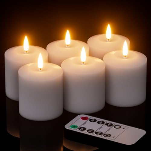 GenSwin Wax Votive Flameless Candles Battery Operated Remote Timer White by GenSwin