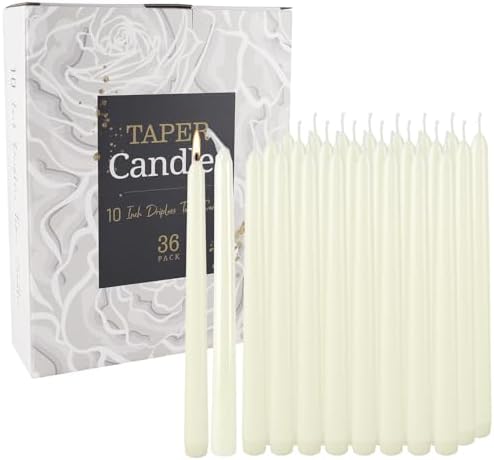 36 Pack Ivory Taper Candles 10 inch(H) Dripless, Smokeless & Unscented - Long Burning Time - Hand Poured Tall Candlesticks - Ideal for Restaurant,Weddings, Dinner Parties, and Home Decor - Image 4