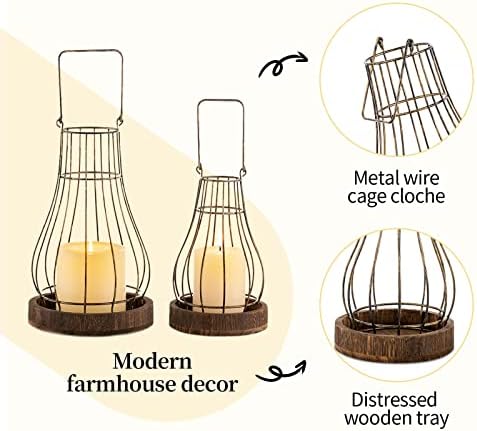 Romadedi Lantern Rustic Farmhouse Decor, Set of 2 - Image 4