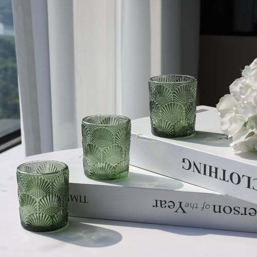 Woho Green Votive Candle Holders Set of 12, Green Glass Tealight Candle Holder for Wedding Party Table Centerpiece, Tea Lights Candle Holder Vintage for Fall Thanksgiving Christmas Decor - Image 5
