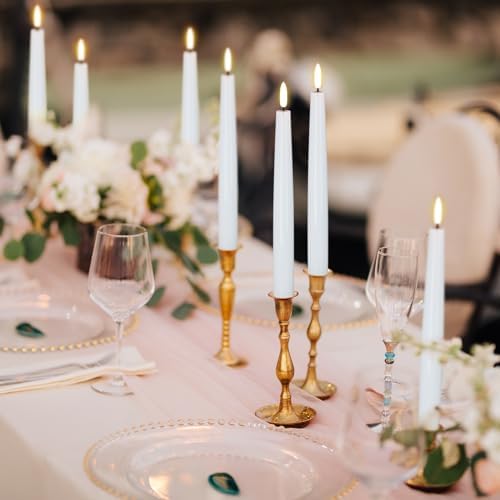 GenSwin LED Taper Candles with Remote Timer, White Flickering Flameless Taper Candles Battery Operated, Real Wax Flameless Candlesticks for Halloween Christmas Decorations(Set of 6, 0.78” x 9.84”) - Image 2