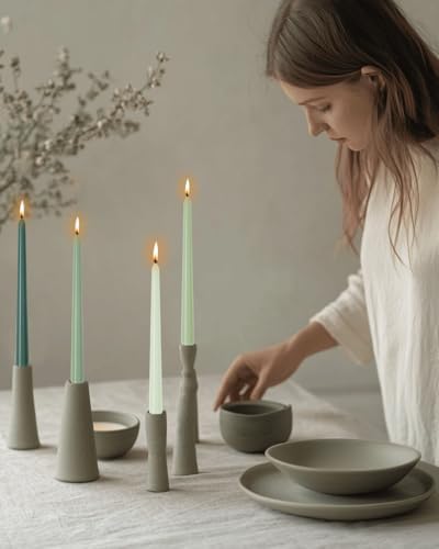 10 Inch Green Taper Candles-Dripless Unscented Spring Tapered Candle Smokeless Candlestick Long Slow Burning 8 Hours Tall Sticks for Christmas Wedding Dinner Parties 12 Pack - Image 3
