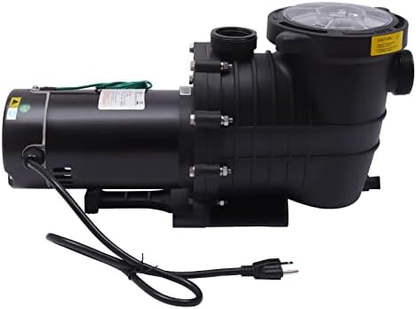 1.5 HP In Ground Swimming Pool Pump 110V Self Priming | Powerful Self Priming Pool Pumps 100 GPM, High-Efficiency Motor Iron Shell & PP Body, 1/2" NPT Unions & On/Off Power Switch