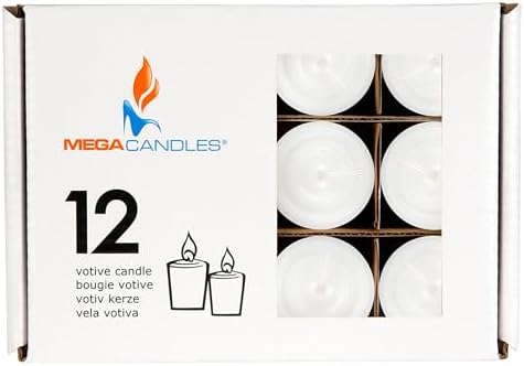 Mega Candles 12 pcs Unscented White Votive Candles, Hand Poured Wax Candle 10 Hours 1.38 Inch x 1.5 Inch, Home Décor, Wedding Receptions, Centerpieces, Occasions, Events, Festivities, Meditations - Image 3