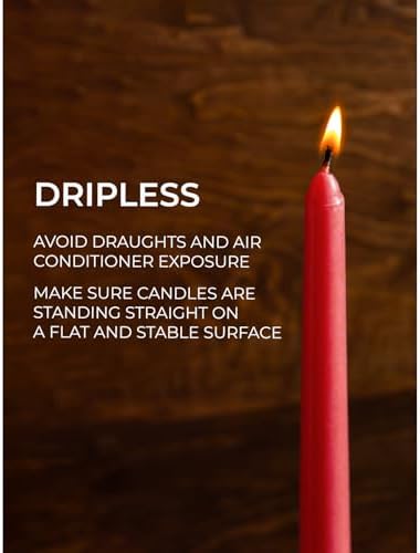 CANDWAX 8 inch Red Taper Candles Set of 12 - Dripless and Long Burning Candlesticks - Perfect as Taper Candlesticks for Dinner or Holiday Home Decor - Red Candle Sticks - Image 4