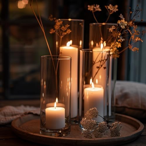 UPBUD 8 Inch Glass Cylinder Vases for Centerpieces, 12pcs Clear Flower Vase - Image 3