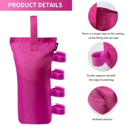 Joramoy Tent Weights SandBags 120LBS for Canopy Leg Set of 4, Pink NO Sand - Image 3