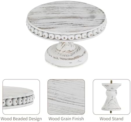 Hanobe Small Wood Cake Pedestal Stand 8 Inch Rustic Display Riser Plate - Image 6