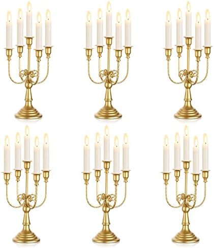 Sziqiqi Gold Candelabra Candle Holders for Wedding Centerpieces, 5-Arms by SZIQIQI