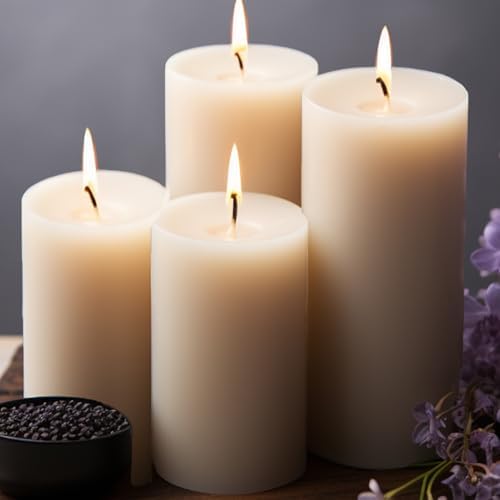 Pillar Candles Ivory 6 Pack, 2.8x4 Inch Unscented Candle by MOSROAD