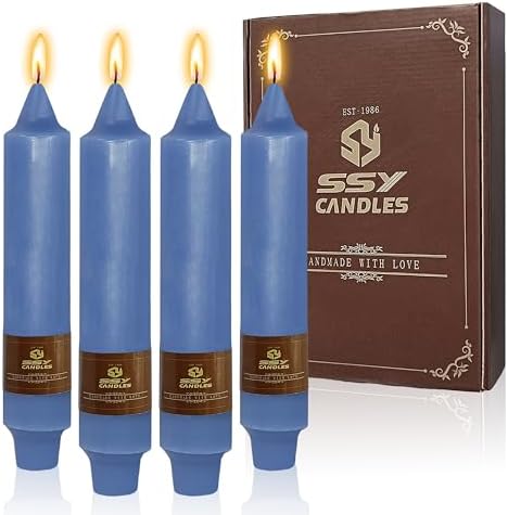 NJAO HOO Dark Blue Short Taper Candle 7 Inch Candlesticks Unscented Dripless Tapered Candle Set for Home Decor Wedding Party Dinner Candles, 4 Pack by NJAOHOO