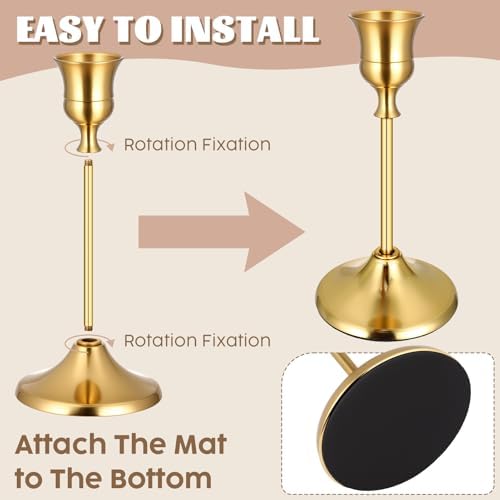 24PCS Brass Gold Taper Candle Holders Set, Metal Candlestick Holders - Image 3