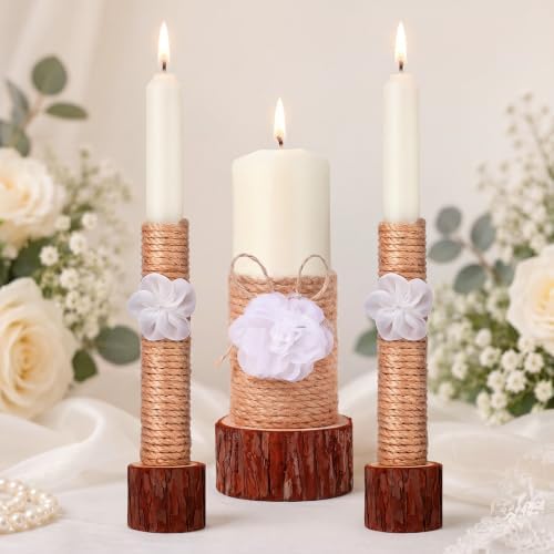 Conelist Unity Candles for Wedding Ceremony Set, Natural - Image 6