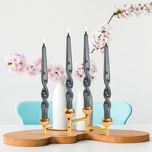 MAITREYA Navy Spiral Taper Candles-Set of 4 for Decoration Weddings Party Church-Unscented Dripless Candles,10inch(Navy-B) - Image 4