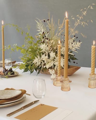 Vixdonos Taper Glass Candlestick Holders Tealight Candle Holders for Table Centerpieces, Wedding Decor and Dinner Party (3 Pcs, Gold) - Image 5