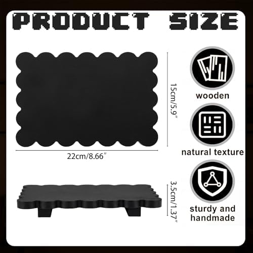 Yookeer Scalloped Wood Riser, Black, 8.7''X 6''X 1.4'', Square - Image 2