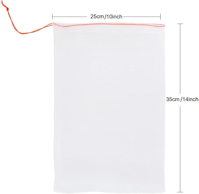 Kikhope Fruit Protection Bags, 50 Pcs 14"x10" Garden Netting Bags White | Fruit Netting Bags, Fruit Protection Netting Bags, Insect Bird Netting, Pest Barrier Bags, Garden Net with Drawstring