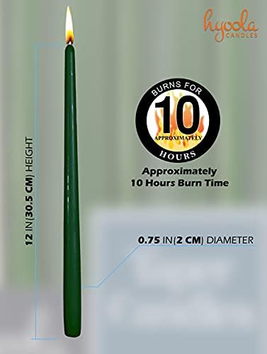 Hyoola 12 Pack Tall Taper Candles - 12 Inch Hunter Green Dripless, Unscented Dinner Candle - Paraffin Wax with Cotton Wicks - 10 Hour Burn Time - Image 3