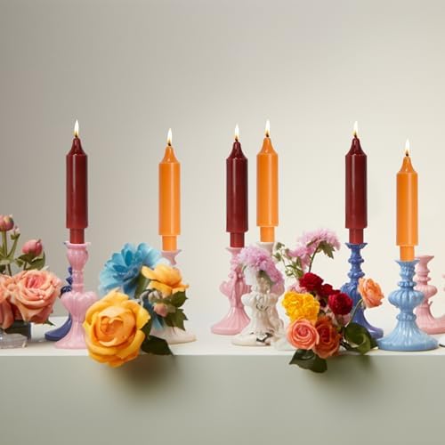 MAITREYA Orange Taper Candle Short Candlesticks Dripless Dinner Candle for Wedding Party Decoration Home Dinner,6.5inch,4 Pack - Image 4