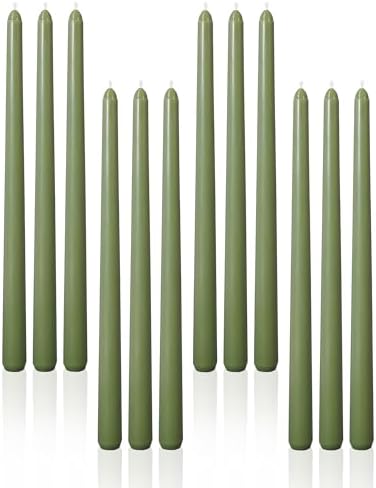Viyffo Taper Candles, 12 Inch, 12 Pack, Olive Glow – Unscented by Viyffo