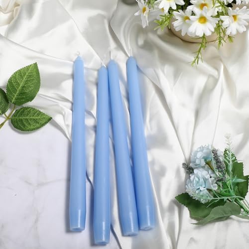 MTLEE 16 Pcs 10 Inch Taper Candle Sticks Smokeless Unscented, Sky Blue - Image 3