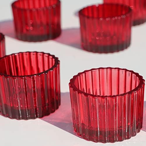 VOHO Red Candle Holders for Table Centerpiece, Set of 12 Tea Light Holder - Image 4
