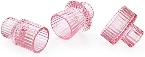 Vixdonos Taper Glass Candlestick Holders Tealight Candle Holders for Table Centerpieces, Wedding Decor and Dinner Party (6 Pcs, Pink) - Image 3