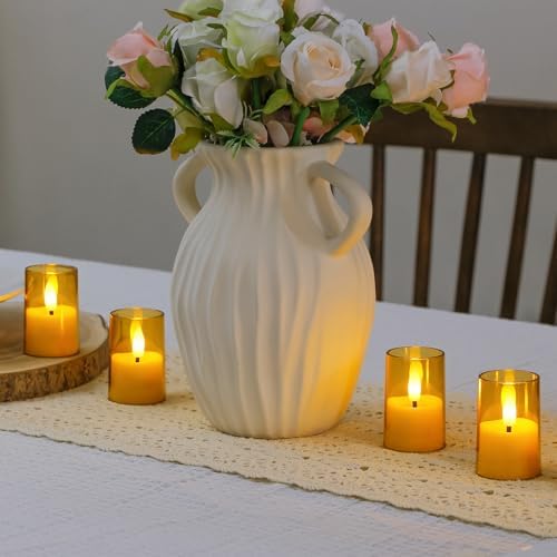 Flameless D: 1.7" H: 2.5" Small Tea Light LED Candles, Acrylic Battery Operated Votive with Remote Control and Timer, Tealight Amber Flickering Warm Light Pack of 15 Electric Long Lasting - Image 6