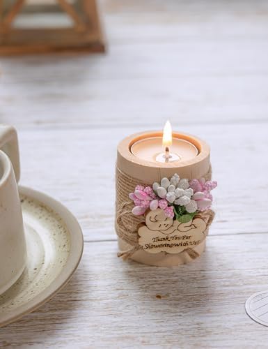 Ju's Favors Wooden Candle Holders (Set of 10), Baby Shower Favors, Candle Favors for Guests, Baby Christening Party Favors for Guests.(Light brown-pink) - Image 5