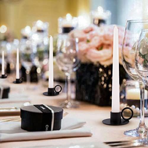 6PCS Black Iron Taper Candle Holders with Round Handle, Table Centerpiece - Image 2