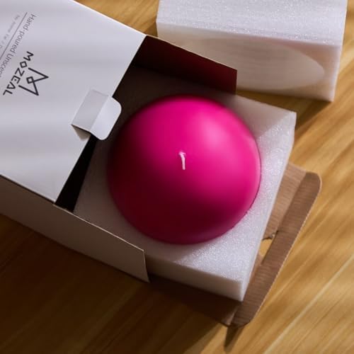 MOZEAL Hand-Poured, 6 Inch Hot Pink Large Round Ball Candles - Elegant Hot Pink Round Pillar Candles, Dripless, Unscented, Smokeless, Ideal for Parties and Celebrations. - Image 6