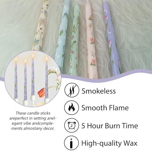 Print Taper Candle Dripless Candlesticks - Gedengni 4pcs Purple Scented Candle Long Candle Sticks 10inches Flower Tapered Candles for Home Party Wedding,8D4T-YJX - Image 6