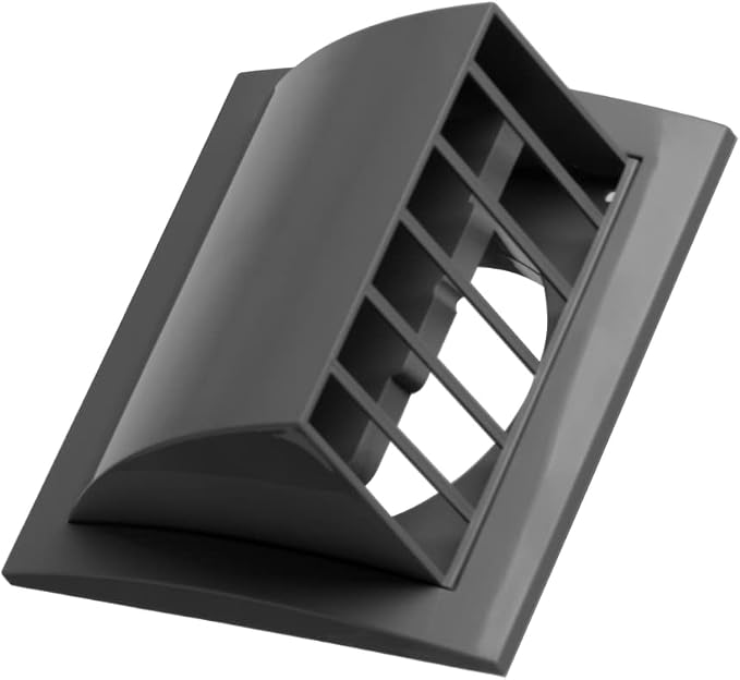 4 Inch Exhaust Hood Vent with Rain Cover and Flap - Outdoor Air Vent Cover - HVAC Exhaust Cap - ABS Plastic Grey