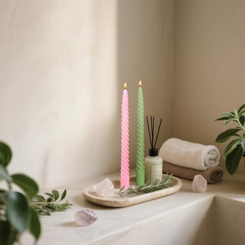 10 Pack Pink and 10 Pack Sage Green Spiral Taper Candles for Home Decor, 10 Inch Unscented Dripless Twisted Candlesticks for Weddings Dinner Holiday Decoration Formal Events - Image 5