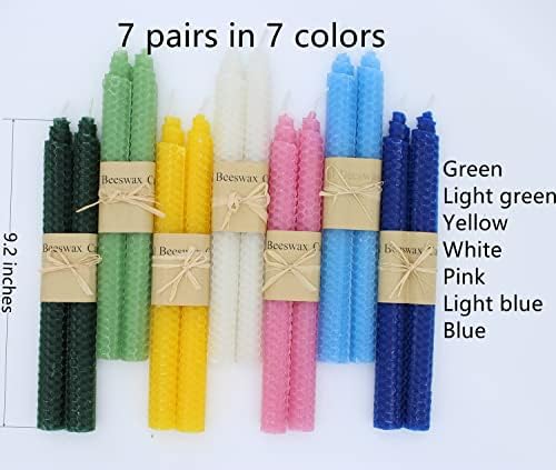 Set of 14 Colorful Beeswax Taper Candles, 9 Inch Tapered Candles Ideal as Dinner Candles - Smokeless and Unscented Taper Candles LoWedding,Dinner, Home Décor - Image 3